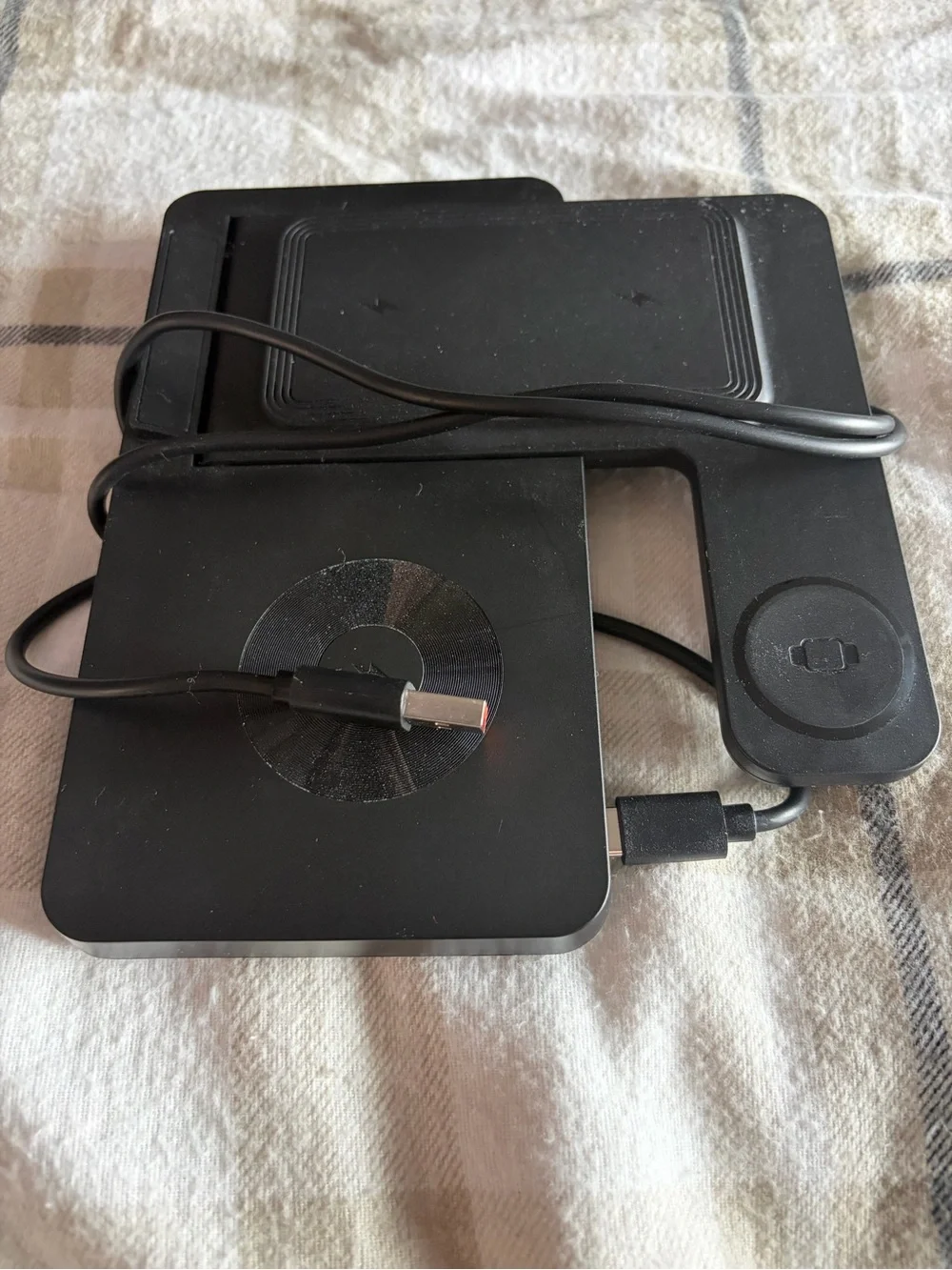 Amazon Black 3-in-1 Wireless Charging Stand for Phone, Watch & Earbuds